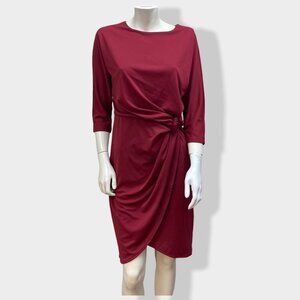 H by Halston Red Side Knot Above‎ Knee Dress